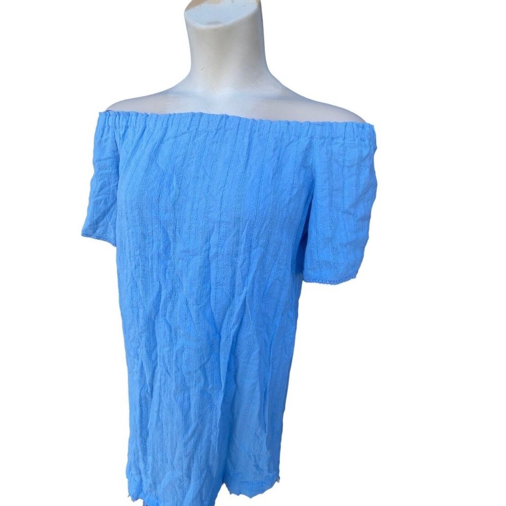 $128 NWT Blue Beltaine Cotton Gauze Chambray coastal Mini Beach Dress Tunic